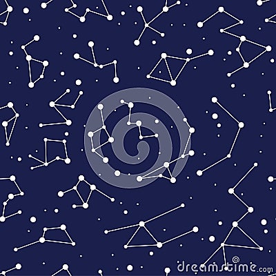 Constellation seamless background pattern. zodiac map. vector Vector Illustration