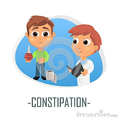 Constipation medical concept. Vector illustration. Cartoon Illustration