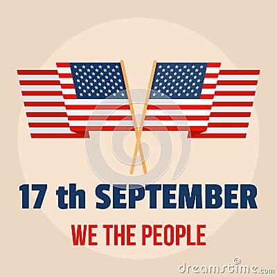 Constitution american day people background, flat style Cartoon Illustration