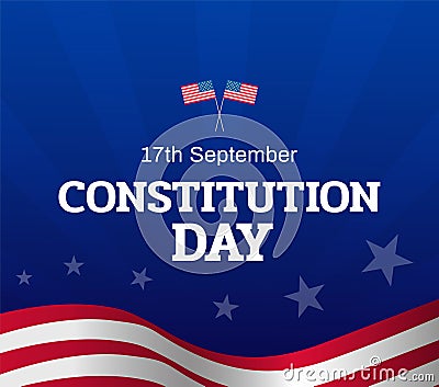 Constitution Day banner design with national flag elements on blue background. September 17th Citizenship Day in United States Vector Illustration