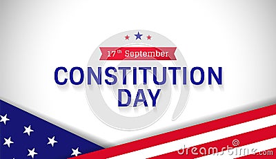Constitution Day banner design with US flag elements and text on white background. 17th September. - Vector illustration Vector Illustration