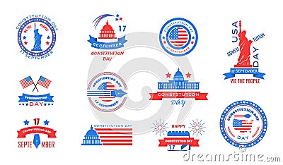 Constitution Day in United States is celebrated in September 17. Patriotic banner, poster, vector. Citizenship Day in Vector Illustration
