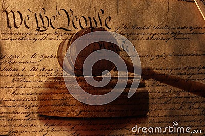 Constitution over a court gavel Stock Photo