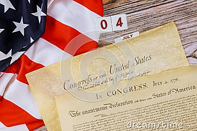 Constitution of the United States of America first of four pages of the National Archives in the Constitutional Editorial Stock Photo