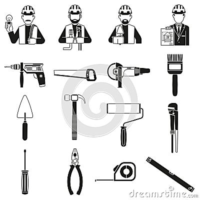 Construct Black Set Vector Illustration