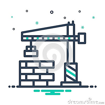 Mix icon for Construct, crane and brick Stock Photo