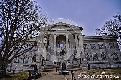 Leavenworth County Courthouse In KS Entry Statue Editorial Stock Photo