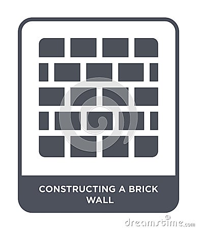 constructing a brick wall icon in trendy design style. constructing a brick wall icon isolated on white background. constructing a Vector Illustration