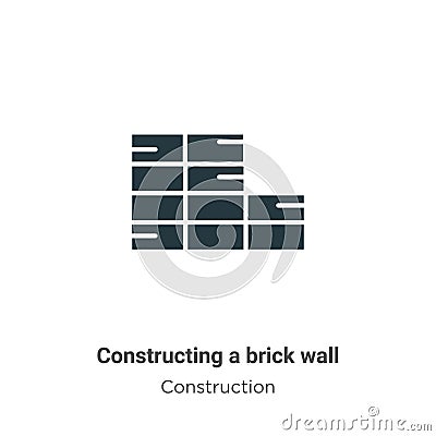 Constructing a brick wall vector icon on white background. Flat vector constructing a brick wall icon symbol sign from modern Vector Illustration