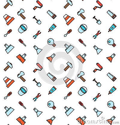 Constructing and building icons seamless pattern Stock Photo