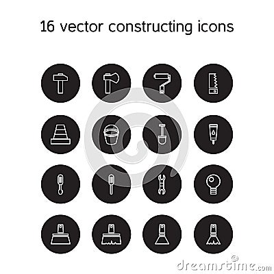 Constructing and building icons set Stock Photo