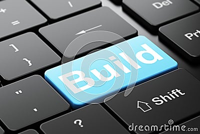 Constructing concept: Build on computer keyboard background Stock Photo