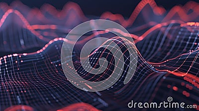 Constructing visual elements from complex data, with 3D graphs growing in a wide format, Ai Generated Stock Photo