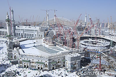 Construction of Al-Masjid Al-Haram Around Al Kaaba Editorial Stock Photo