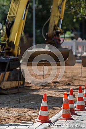 Construction barrier in road construction Stock Photo