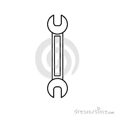 Construction black and white icon of a water open-end spanner designed to tighten and loosen nuts and bolts for repairs. Vector Illustration