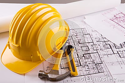 Construction blueprint Stock Photo