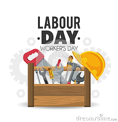 Construction box tools to labour day Vector Illustration