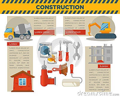 Construction and building infographics vector template Vector Illustration