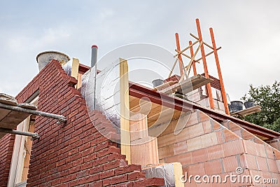 Construction building of new house with insulation Stock Photo