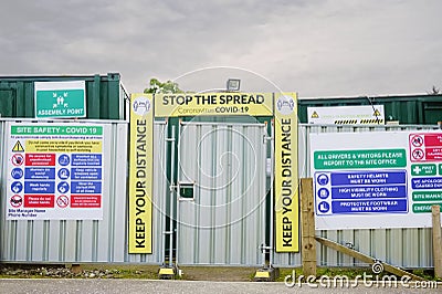 Construction building site Covid-19 health and safety sign Editorial Stock Photo