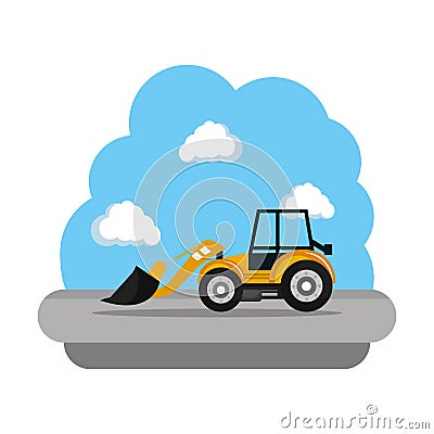 Construction bulldozer vehicle icon Vector Illustration