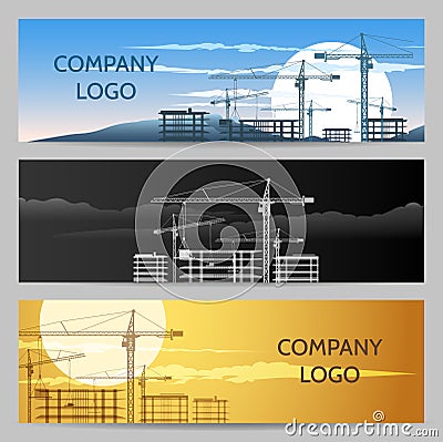 Construction Company with Building Area Banner set Stock Photo