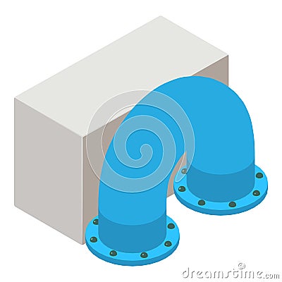 Construction concept icon isometric vector. Concrete block and piece round pipe Stock Photo