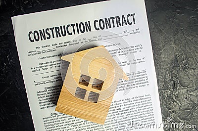 Construction contract and house. concept of real estate and planning of building a house. project home. investing in new buildings Stock Photo