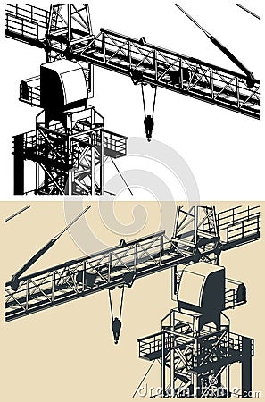 Construction crane close-up Vector Illustration