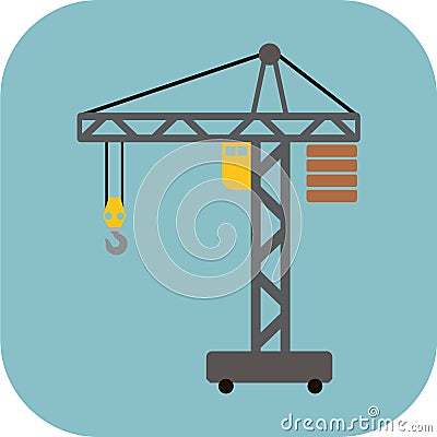 Construction Crane Flat Icon Vector Illustration
