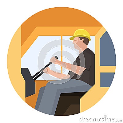 Construction crane machine operator Vector Illustration