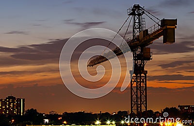 Construction crane at night Stock Photo