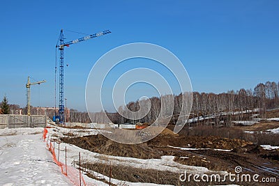 Construction cranes building new buildings development of the land the city urbanization industry new technologies, the constructi Stock Photo