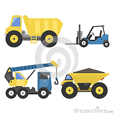 Construction delivery truck transportation vehicle mover road machine equipment vector. Vector Illustration