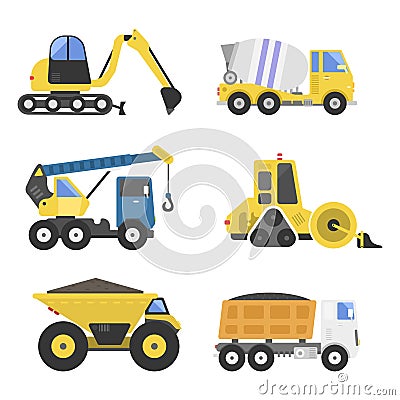 Construction delivery truck transportation vehicle mover road machine equipment vector. Vector Illustration