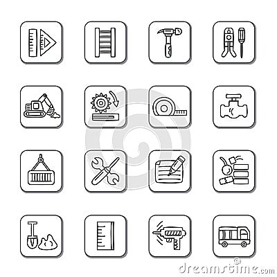 Construction Doodle Icons Stock Photo