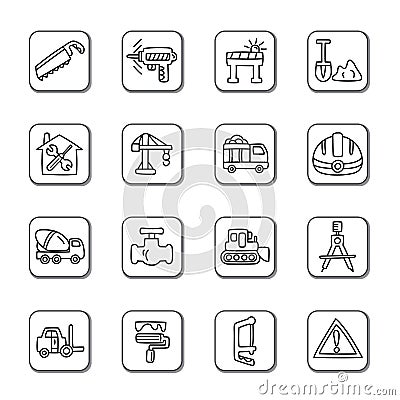 Construction Doodle Icons Stock Photo