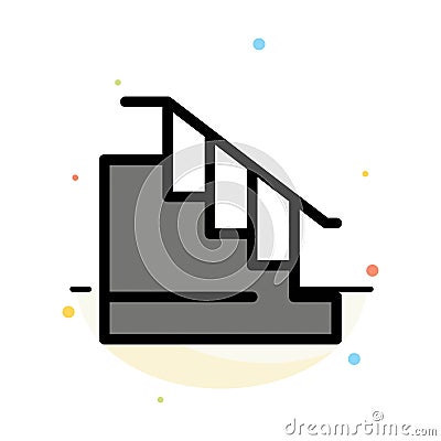 Construction, Down, Home, Stair Abstract Flat Color Icon Template Vector Illustration