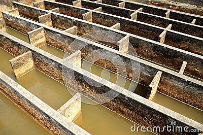 Construction of drainage water filtration Stock Photo