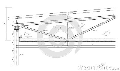 Construction drawing, steel truss Stock Photo