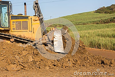 Construction Earth Mover Machine Bucket Soil Stock Photo