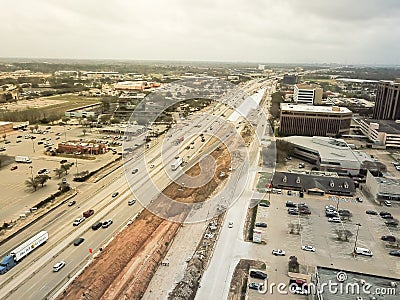 Construction of elevated highway in progress in Houston, Texas, Stock Photo