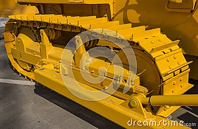 Construction equipment - unit. caterpillar tractor. fragment Stock Photo