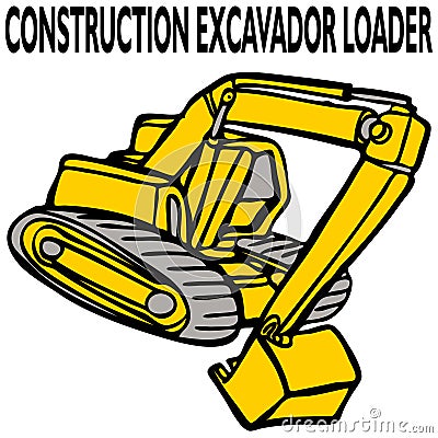 Construction Excavator Loader Vector Illustration