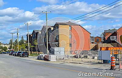 Construction and expensive modern house with huge windows Stock Photo