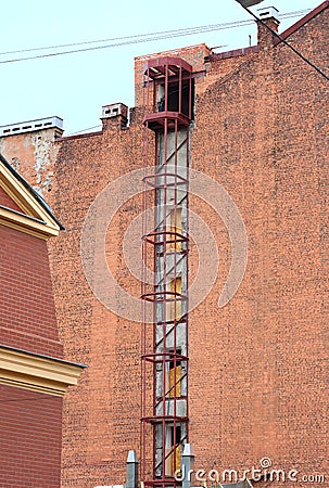 Construction of external lift shaft Stock Photo