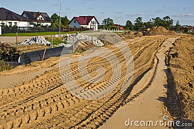 Construction of a floodbank or levee along a river Stock Photo