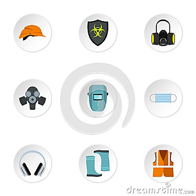 Construction ground icons set, flat style Vector Illustration