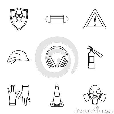 Construction ground icons set, outline style Cartoon Illustration